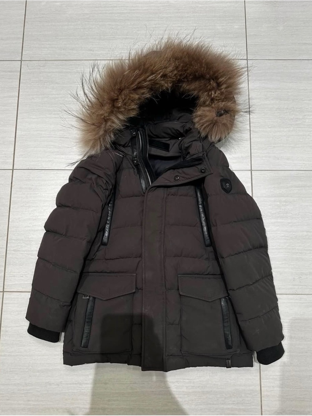 RUDSAK Brown Kids Puffer Jacket with Fur-Trim Hood